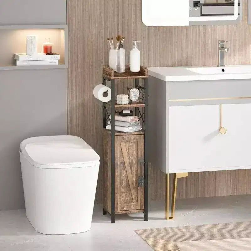 Mobiletto da bagno sottile con anta e 2 ripiani