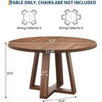 Tavolo da pranzo rotondo da 120 cm per 4-6 persone, tavolo da cucina con base a croce e piedini regolabili