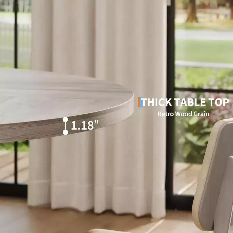 Tavolo da pranzo rotondo da 120 cm per 4-6 persone, tavolo da cucina con base a croce e piedini regolabili