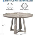Tavolo da pranzo rotondo da 120 cm per 4-6 persone, tavolo da cucina con base a croce e piedini regolabili