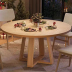 Tavolo da pranzo rotondo da 120 cm per 4-6 persone, tavolo da cucina con base a croce e piedini regolabili