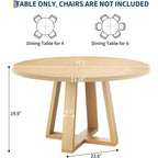 Tavolo da pranzo rotondo da 120 cm per 4-6 persone, tavolo da cucina con base a croce e piedini regolabili