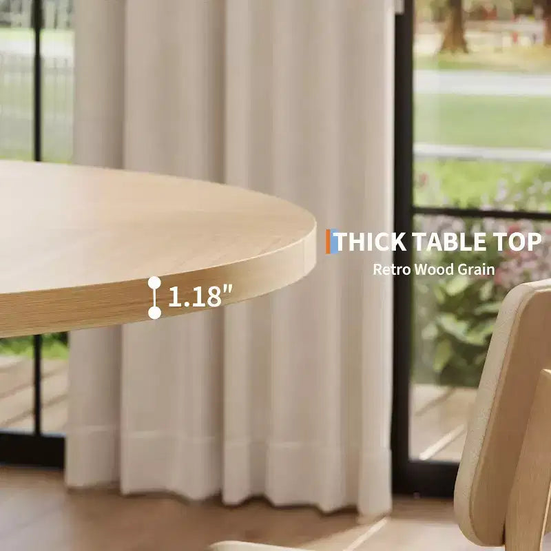 Tavolo da pranzo rotondo da 120 cm per 4-6 persone, tavolo da cucina con base a croce e piedini regolabili