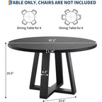 Tavolo da pranzo rotondo da 120 cm per 4-6 persone, tavolo da cucina con base a croce e piedini regolabili