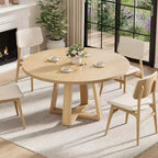 Tavolo da pranzo rotondo da 120 cm per 4-6 persone, tavolo da cucina con base a croce e piedini regolabili