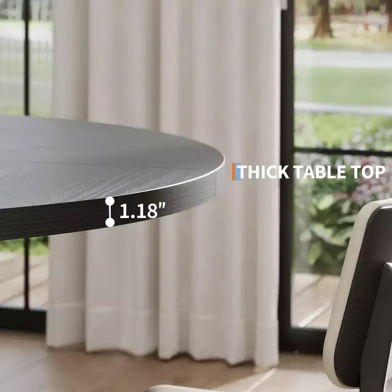 Tavolo da pranzo rotondo da 120 cm per 4-6 persone, tavolo da cucina con base a croce e piedini regolabili