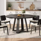 Tavolo da pranzo rotondo da 120 cm per 4-6 persone, tavolo da cucina con base a croce e piedini regolabili