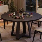 47 Inch Round Dining Table, Kitchen Table for 4-6 with Sturdy Cross-Shaped Base & Adjustable Foot Pads for Dining Room, Kitchen, Living room