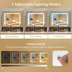Set toilette rustico con specchio illuminato e sgabello