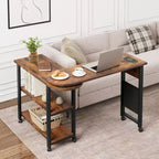 GustoWave 360 Rotating Sofa Side Table, Extra Storage Bag & 6 Lockable Wheels, Swivel End Table for Bedroom/Living Room