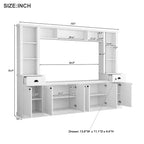 Set Centro Intrattenimento Parete con Ponte, Mobile TV con Ripiani Regolabili e Porta TV con Contenitore per TV fino a 75 Pollici