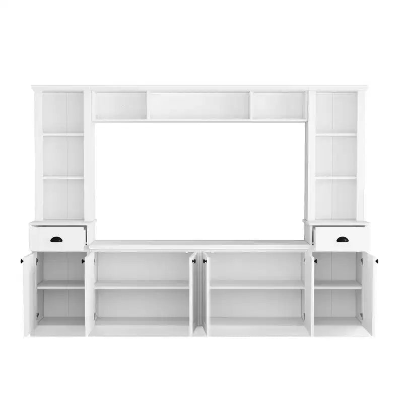 Set Centro Intrattenimento Parete con Ponte, Mobile TV con Ripiani Regolabili e Porta TV con Contenitore per TV fino a 75 Pollici