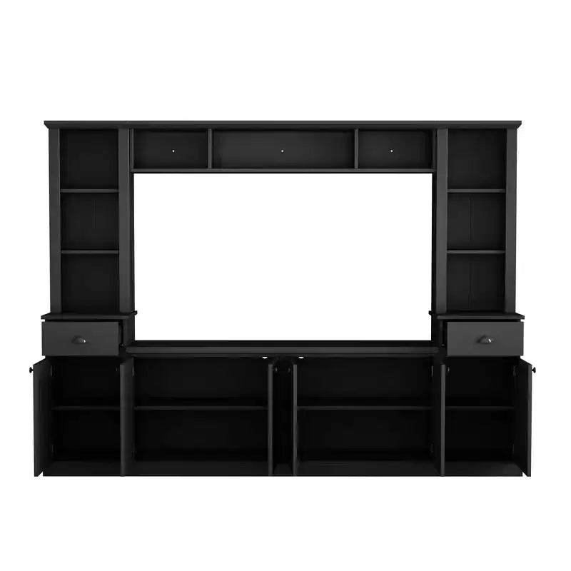 Set Centro Intrattenimento Parete con Ponte, Mobile TV con Ripiani Regolabili e Porta TV con Contenitore per TV fino a 75 Pollici