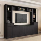 Wall Unit Entertainment Center Set with Bridge, Media Console with Adjustable Shelves, Large TV Stand with Storage for 75 TV