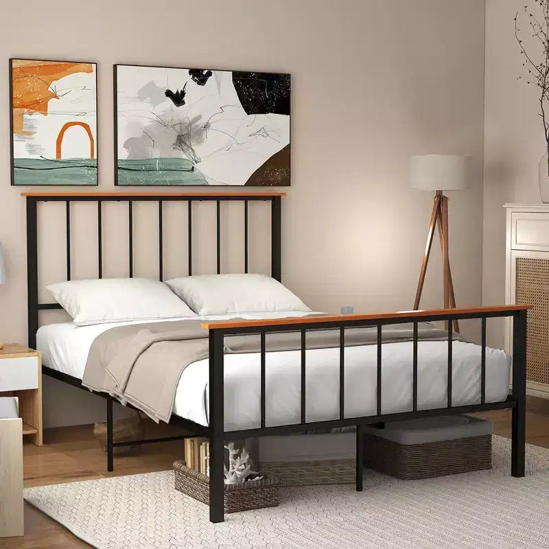 Struttura letto a piattaforma in metallo Full/Queen con testiera