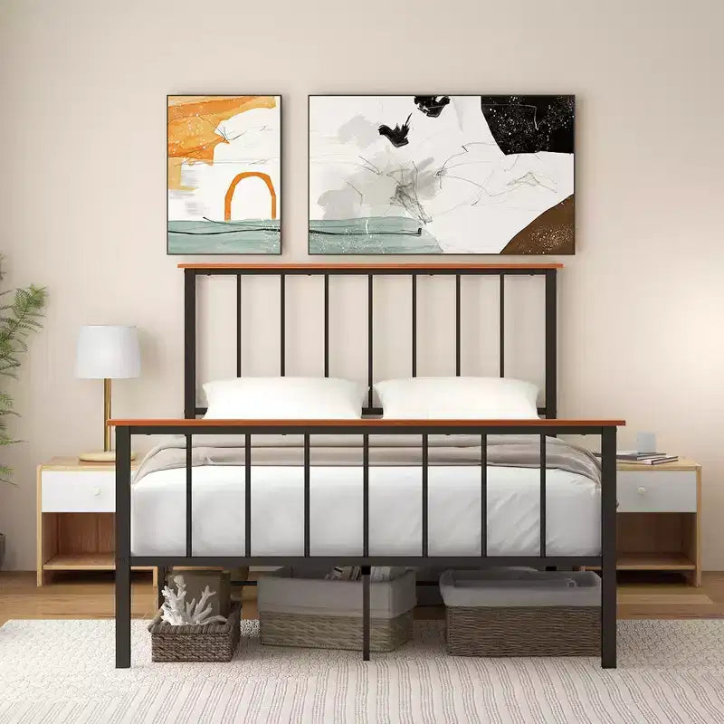 Struttura letto a piattaforma in metallo Full/Queen con testiera