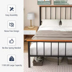 Struttura letto a piattaforma in metallo Full/Queen con testiera