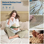 Struttura letto matrimoniale/queen size con testiera in rattan naturale e cassetti contenitore