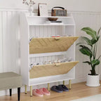 Scarpiera sottile con cassetti a ribalta, organizer per scarpe nascosto regolabile, mobile contenitore bianco per ingresso e corridoio, 45 H x 31.18 W x 9.17 D