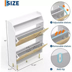 Scarpiera sottile con cassetti a ribalta, organizer per scarpe nascosto regolabile, mobile contenitore bianco per ingresso e corridoio, 45 H x 31.18 W x 9.17 D