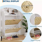 Scarpiera sottile con cassetti a ribalta, organizer per scarpe nascosto regolabile, mobile contenitore bianco per ingresso e corridoio, 45 H x 31.18 W x 9.17 D