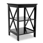 Tavolino piccolo in tessuto Oxford con gambe in MDF, Nero