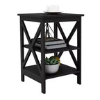 Tavolino piccolo in tessuto Oxford con gambe in MDF, Nero