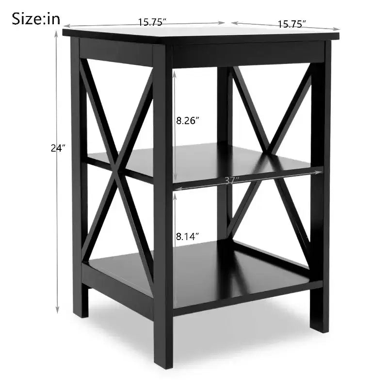 Tavolino piccolo in tessuto Oxford con gambe in MDF, Nero