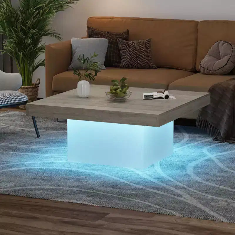 Tavolino quadrato da caffè con illuminazione perimetrale ambientale