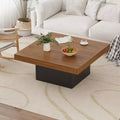COZONY Square Coffee Table, Modern Living Room Table w/ Integrated Ambient Light Effect