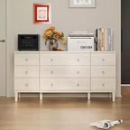 Comò grande a 9 cassetti con finitura effetto legno chiaro