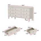 Comò grande a 9 cassetti con finitura effetto legno chiaro