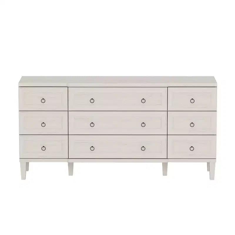 Comò grande a 9 cassetti con finitura effetto legno chiaro