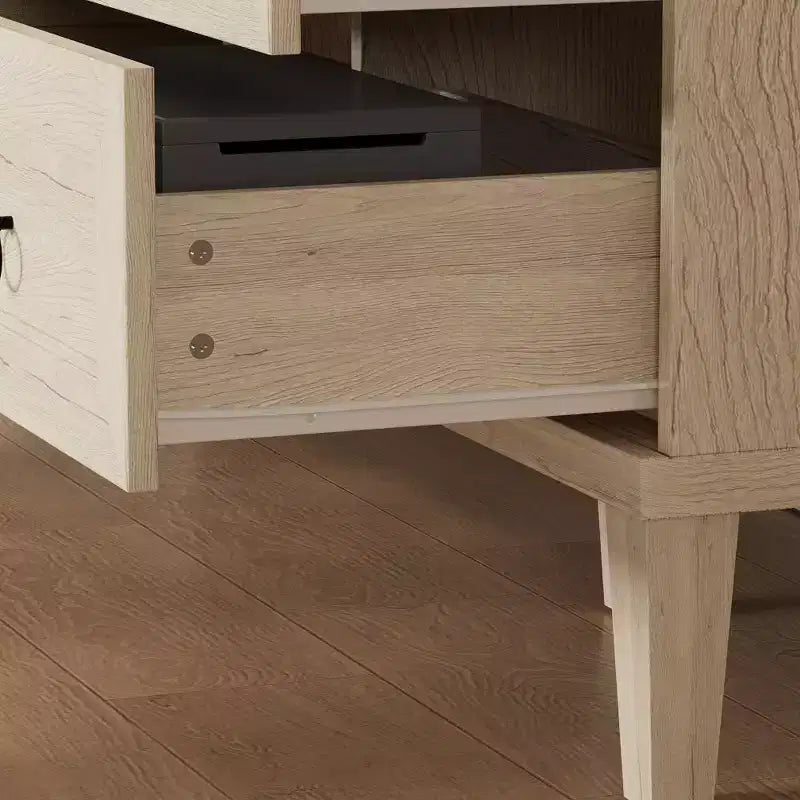Comò grande a 9 cassetti con finitura effetto legno chiaro