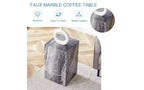 Tavolino da caffè in MDF con texture naturale e base a piedistallo