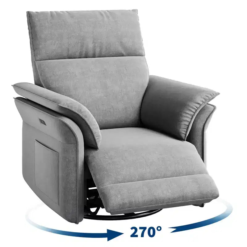 Poltrona Reclinabile Elettrica con Rotazione a 270° e Movimento Gliding, in Pelle Sintetica, Braccioli a Doppio Strato