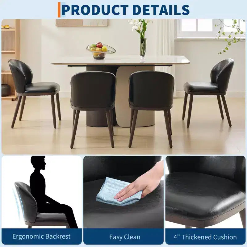 Sedie da pranzo imbottite, set da 2 – Sedie laterali senza braccioli con gambe in legno