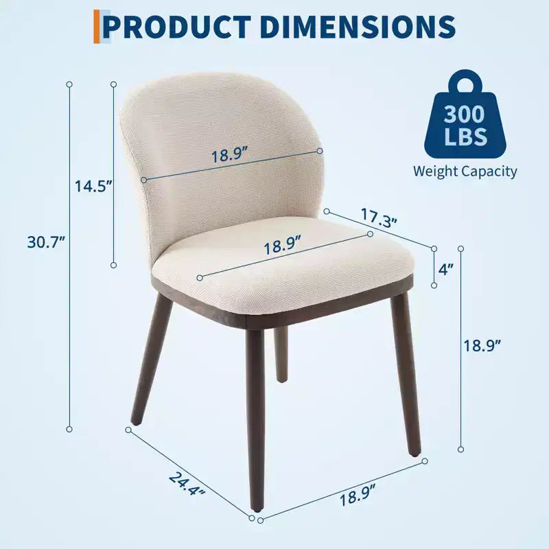 Sedie da pranzo imbottite, set da 2 – Sedie laterali senza braccioli con gambe in legno