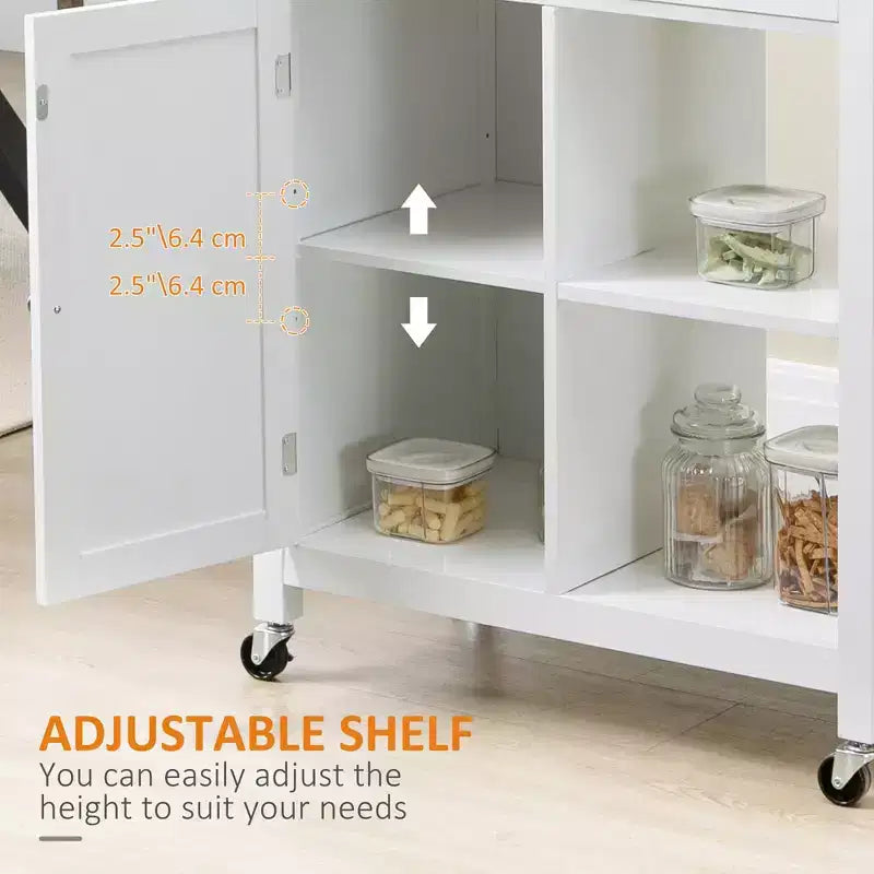 Carrello da Cucina/Isola con Cassetto Estraibile, Ripiani Regolabili e Ruote Bloccabili, 81 cm