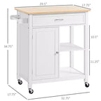 Carrello da Cucina/Isola con Cassetto Estraibile, Ripiani Regolabili e Ruote Bloccabili, 81 cm
