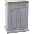 Carrello da cucina mobile grigio con armadietto e cassetti