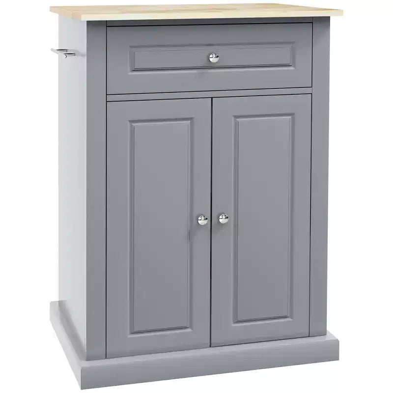 Carrello da cucina mobile grigio con armadietto e cassetti