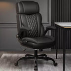Ergonomic Office Chair Adjustable Headrest Lumbar Support and Seat Cushion, Leather Desk Chair with Tilt Function for Home Office